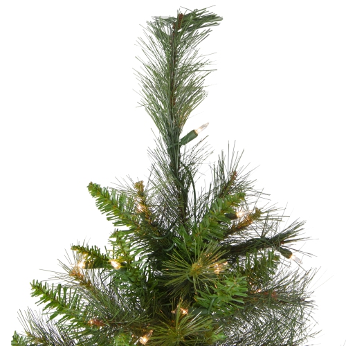 7.5' Pre-Lit Slim Canyon Pine Half Wall Artificial Christmas Tree - Clear Lights