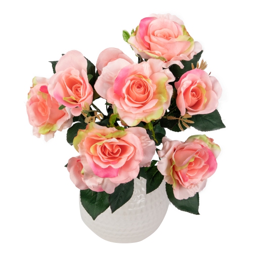 18" Pink Rose Artificial Silk Floral Bouquet
