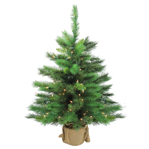 3' Pre-Lit Potted New Carolina Spruce Medium Artificial Christmas Tree - Clear Lights