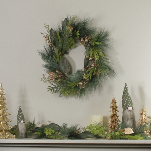 5' Leaves, Berry and Cedar Artificial Christmas Garland - Unlit
