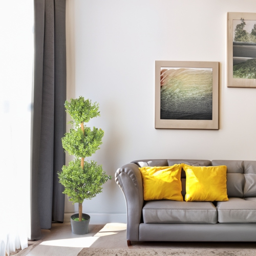 3.75' Potted Two-Tone Murraya Artificial Triple Ball Topiary Christmas Tree - Unlit