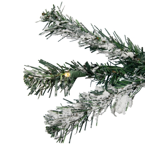Sapin de Noël artificiel fin en pin blanc floqué illuminé de 9 pi – lumières à DEL blanc chaud