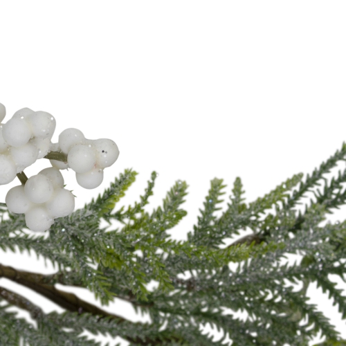 5' x 10" White Berry and Frosted Pine Christmas Garland, Unlit