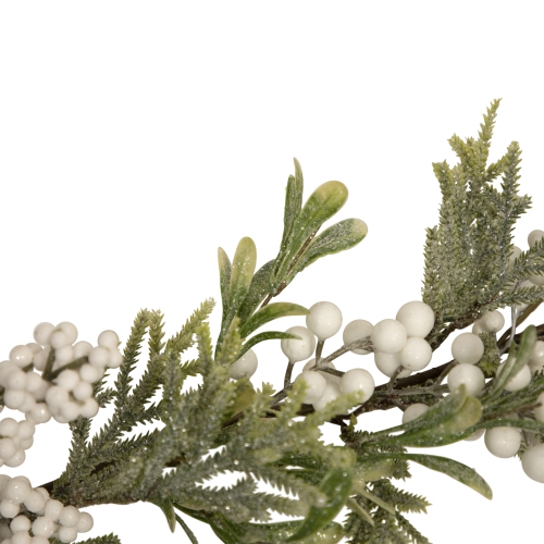 5' x 10" White Berry and Frosted Pine Christmas Garland, Unlit