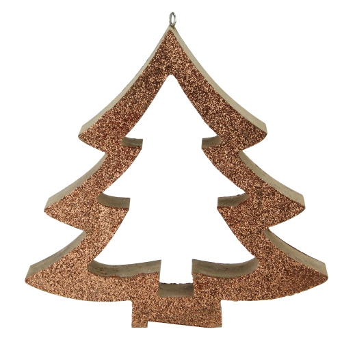 7" Brown Glittered Cutout Christmas Tree Ornament
