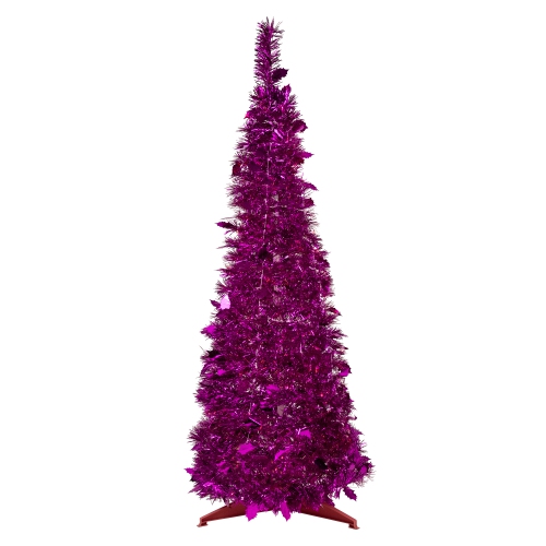 NORTHLIGHT  4' Tinsel Pop-Up Artificial Christmas Tree, Unlit In Pink