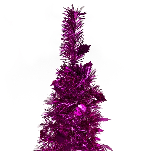 4' Pink Tinsel Pop-Up Artificial Christmas Tree, Unlit