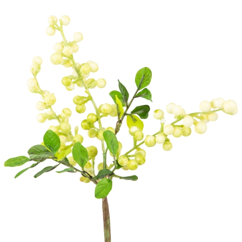 21" Ivory Green Spring Berry Artificial Silk Floral Spray