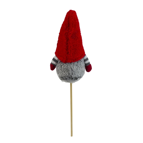 Northlight 11.5" Santa Gnome with Hat and Striped Arms on a Stick Christmas Ornament - Gray/Red
