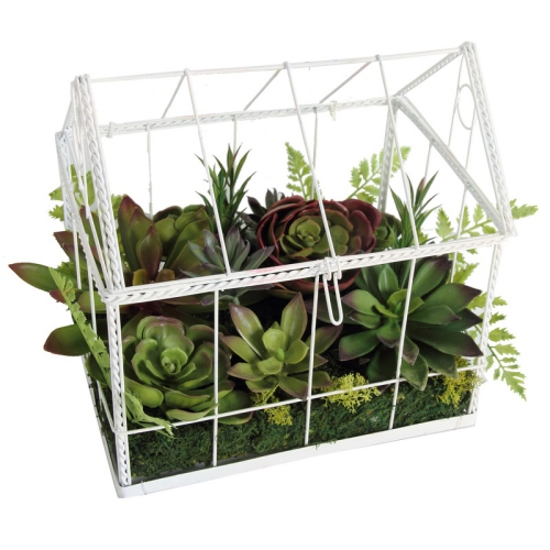 A & B HOME  14.5" And White Artificial Succulent Garden In House Tabletop Decor In Green