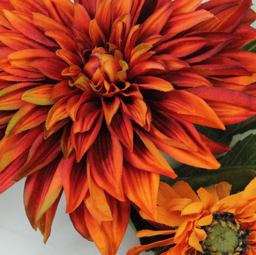 Mums and Daisies Twig Artificial Floral Wreath, Orange 22-Inch