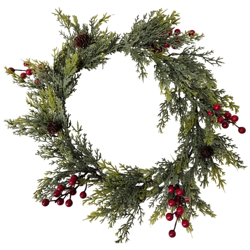 NORTHLIGHT  Pine Cone And Berries Winter Foliage Christmas Wreath, 24-Inch, Unlit