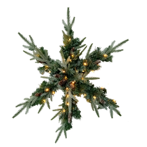NORTHLIGHT  32" Pre-Lit Artificial Mixed Pine And Pine Cone Christmas Snowflake Wreath