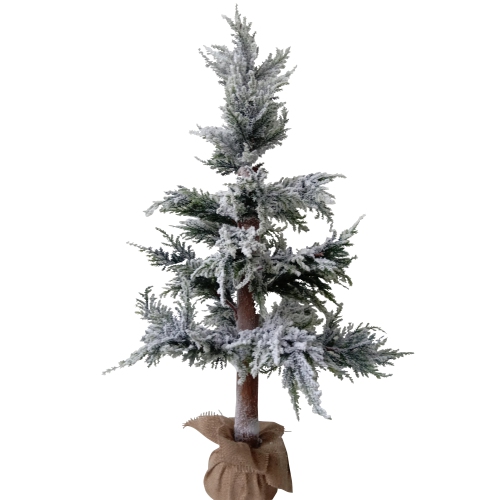 NORTHLIGHT  35.25" Heavily Flocked Pine Tree In Natural Jute Base Christmas Decoration