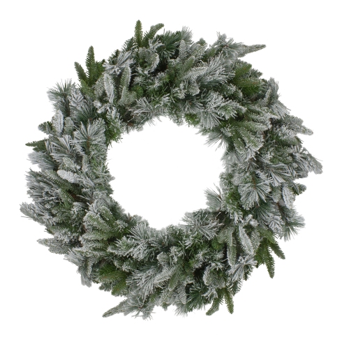 Flocked Rosemary Emerald Angel Pine Artificial Christmas Wreath - 30-Inch, Unlit