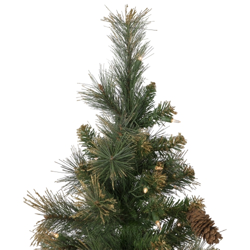 7' Pre-Lit Yorkshire Pine Pencil Artificial Christmas Tree, Clear Lights