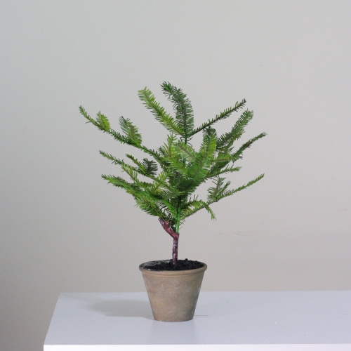 17" Green Artificial Mini Pine Tree in Paper Mache Pot