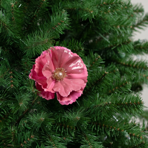 18" Pink and Brown Poppy Flower Artificial Christmas Stem