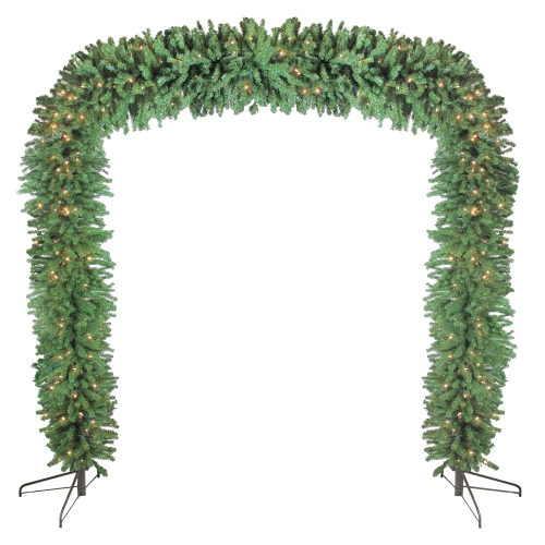 NORTHLIGHT  9' X 8' Pre-Lit Pine Artificial Christmas Archway Decoration - Clear Lights