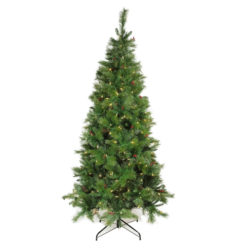 NORTHLIGHT  7' Pre-Lit Slim Mount Beacon Pine Artificial Christmas Tree - Multicolor Led Lights