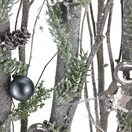 Decorated Standing Birch Branches in Wood Frame Table or Wall Decoration