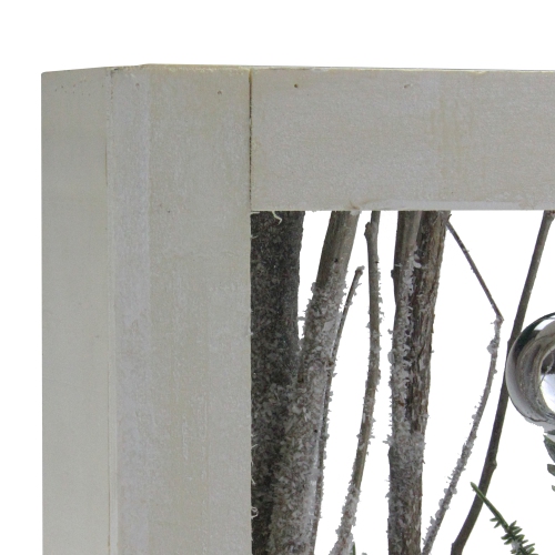 Decorated Standing Birch Branches in Wood Frame Table or Wall Decoration