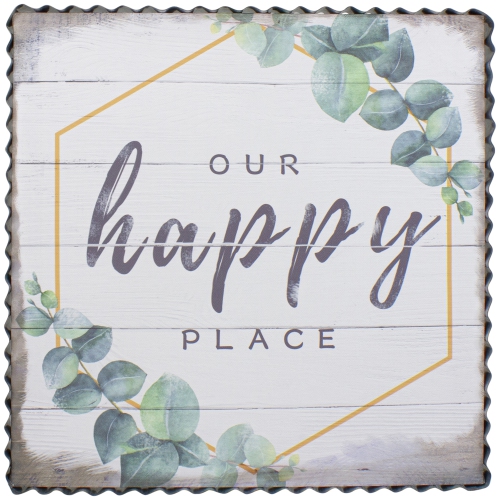 NORTHLIGHT  Metal Framed "our Happy Place" Decorative Canvas Wall Art 12"