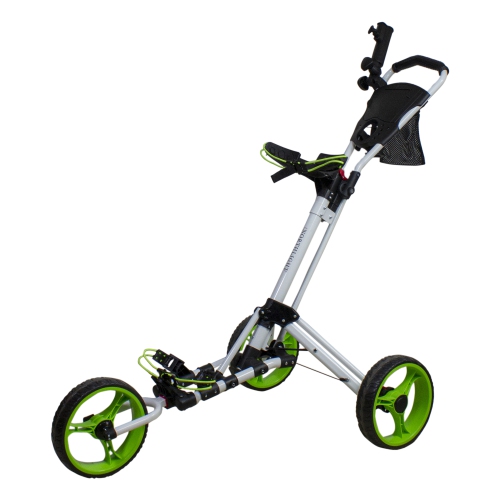 NORTHLIGHT  48" White And Easy Folding 3 Wheel Golf Bag Push Cart In Green