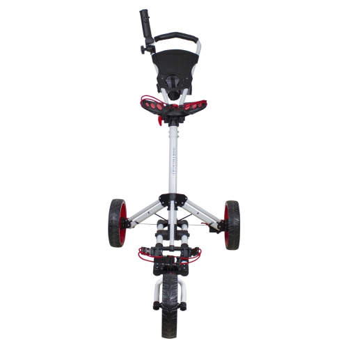 48" White and Red Easy Folding 3 Wheel Golf Bag Push Cart