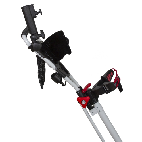 48" White and Red Easy Folding 3 Wheel Golf Bag Push Cart