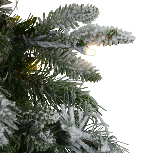 Pre-Lit Flocked Rosemary Emerald Angel Pine Artificial Christmas Wreath - 30-Inch, Clear LED Lights