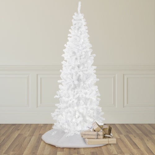 6.5' White Georgian Pine Slim Artificial Christmas Tree, Unlit