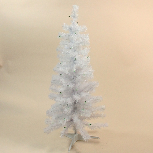 Sapin de Noël artificiel mince illuminé Woodbury, pin blanc, 3 pi, lumières vertes