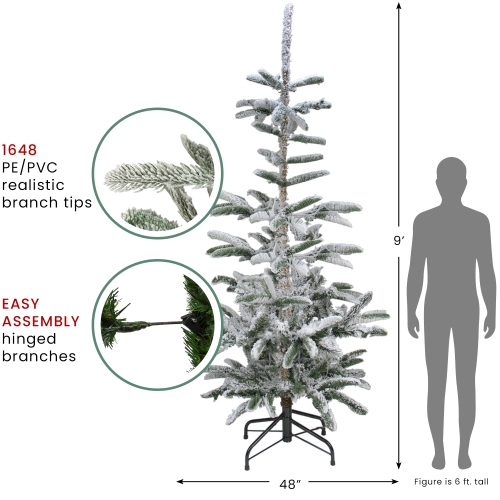 9' Slim Flocked Nordmann Fir Artificial Christmas Tree - Unlit