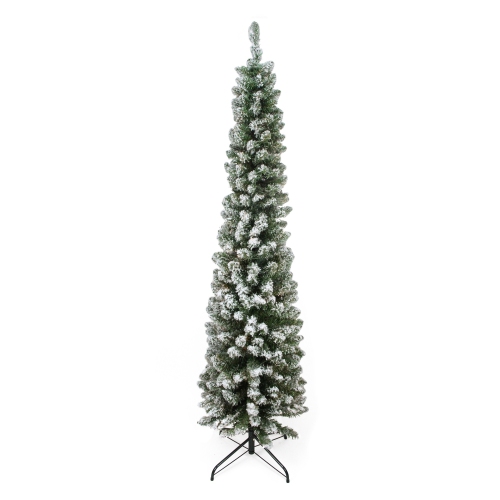 NORTHLIGHT  6' Flocked North River Pine Pencil Artificial Christmas Tree, Unlit