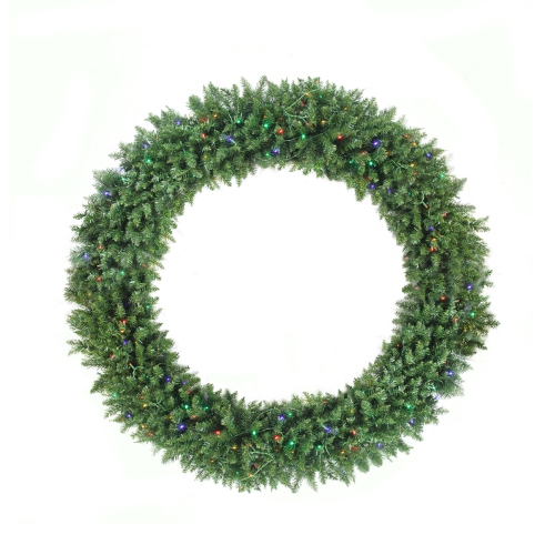 Pre-Lit Buffalo Fir Commercial Artificial Christmas Wreath - 5-Foot, Multi LED Lights