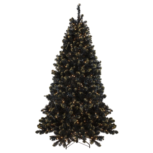 NORTHLIGHT  Pre-Lit Led Crystal Pine With Gold Glitter Artificial Christmas Tree - 7.5 Ft Clear Lights In Black
