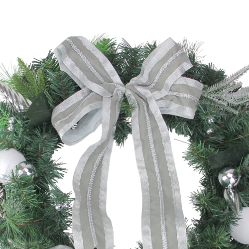 Bow and Pine Cone Artificial Christmas Wreath - 24-Inch, Unlit