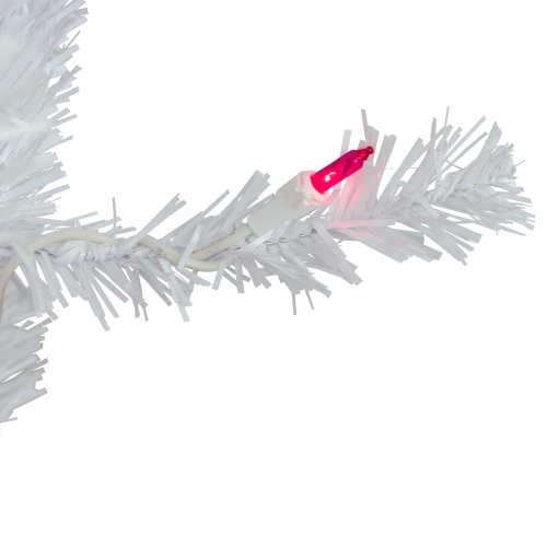 6.5' Pre-Lit Woodbury White Pine Pencil Artificial Christmas Tree, Pink Lights