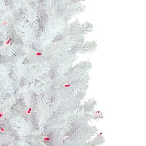 6.5' Pre-Lit Woodbury White Pine Pencil Artificial Christmas Tree, Pink Lights