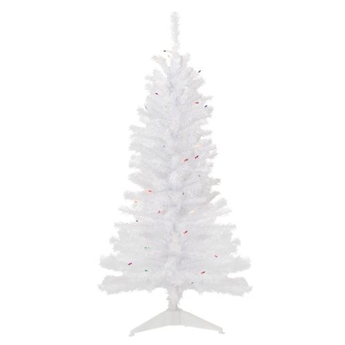 slim white christmas tree with colored lights