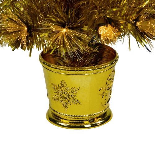 3' Pre-Lit Gold Fiber Optic Artificial Christmas Tree, White Lights
