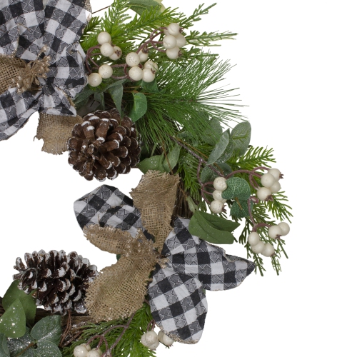 Magnolia and Frosted Pine Cones Artificial Christmas Wreath - 22-Inch, Unlit