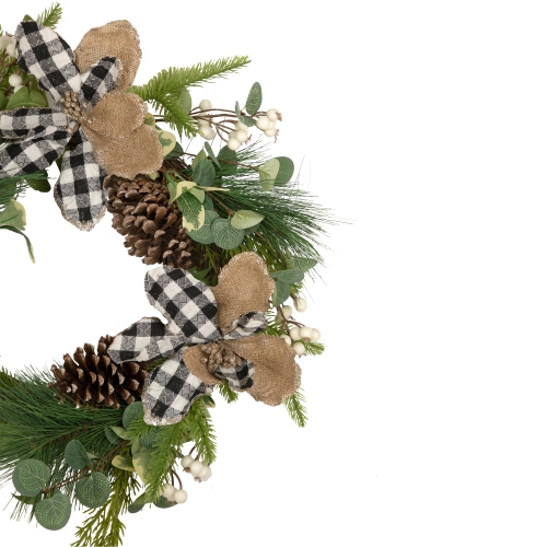 Magnolia and Frosted Pine Cones Artificial Christmas Wreath - 22-Inch, Unlit