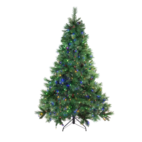 Arbre de Noël artificiel illuminé en pin mixte Denali de 6.5 pi – deux ampoules multicolores à DEL