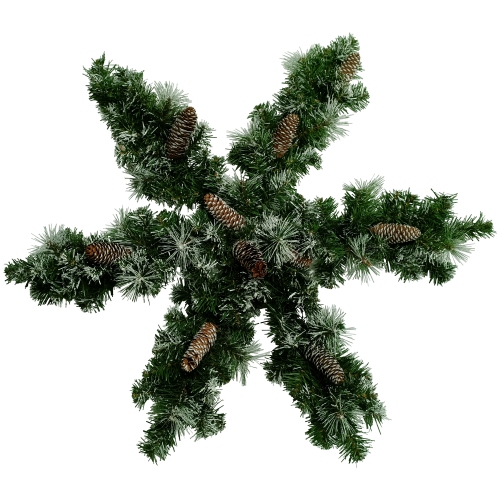NORTHLIGHT  32" Pre-Lit Artificial Frosted Mixed Pine Christmas Snowflake Wreath