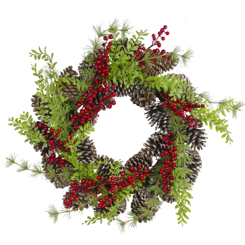 Frosted Pine Cones and Berries Artificial Christmas Wreath - 18-Inch, Unlit