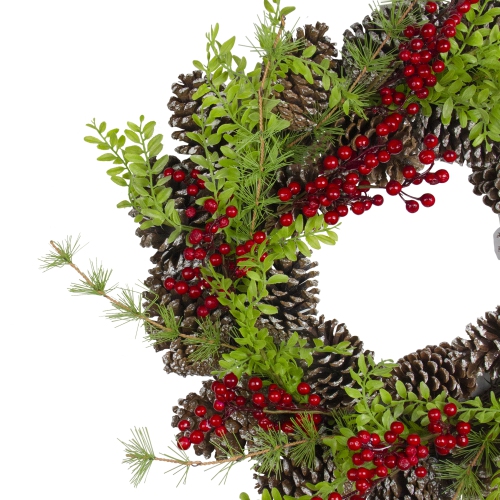 Frosted Pine Cones and Berries Artificial Christmas Wreath - 18-Inch, Unlit