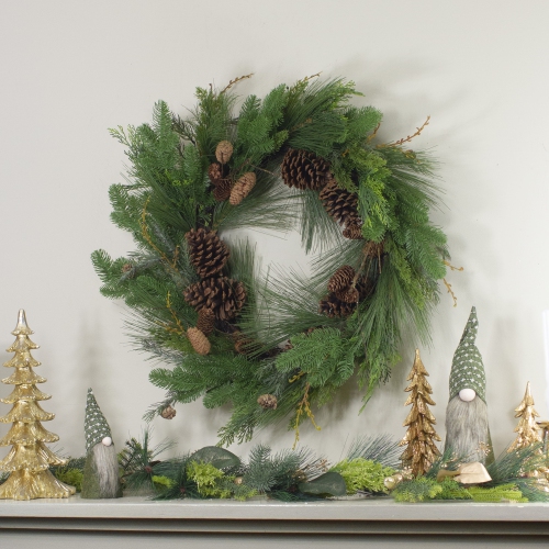 Pine Cone and Cedar Artificial Christmas Wreath - 32-Inch, Unlit