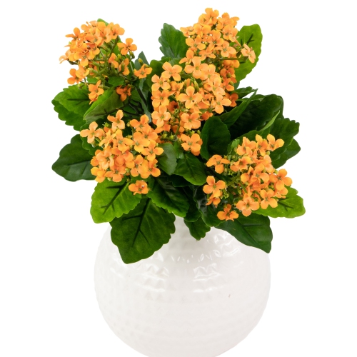 14" Amber Kalanchoe Artificial Silk Floral Bouquet